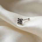 Oxidized Hamsa Hand Nose Stud in Refined Silver