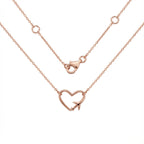 Flightline Heart Rose Gold Airplane Necklace in 925 Sterling Silver