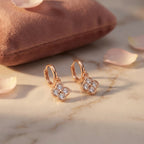 Four Leaf Clover Huggie Hoop Earrings in 925 Silver | Silver, Gold, Rose Gold