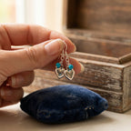 Sterling Silver Puffed Heart Earrings – Dangle Bead Charm (Red, Purple, Blue)
