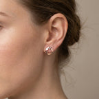 Celeste Core Heart-Star Stud Earrings in Rose-Gold Silver