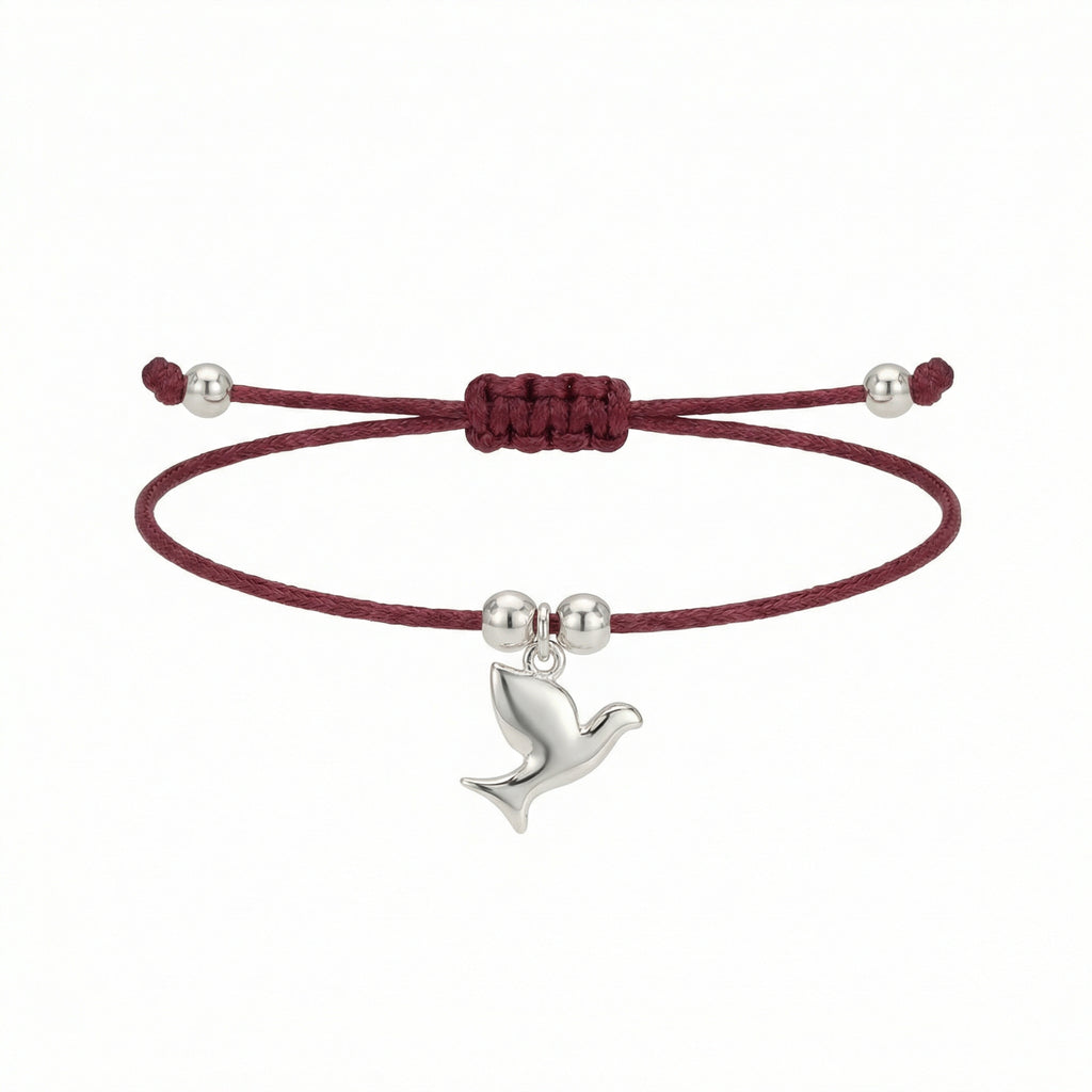 سوار بسيط من الفضة الإسترليني بتصميم حمامة - سوار معصم قابل للتعديل للاستخدام اليومي