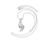Wave Light Curved Silver Necklace with Pavé Zirconia Accent