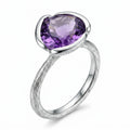 925 silver amethyst lotus cocktail ring with a freeform-faceted natural amethyst and branch shank, a gift in Dubai.