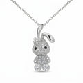 925 silver bunny pendant necklace pavé-set with clear and black cubic zirconia, a birthday gift in Dubai.