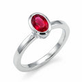 925 silver ring with oval bezel lab created ruby in sterling silver, designed as a stackable ring for women