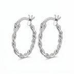 925 silver rope twist stacking hoop earrings in a continuous line design, an everyday gift in Dubai.