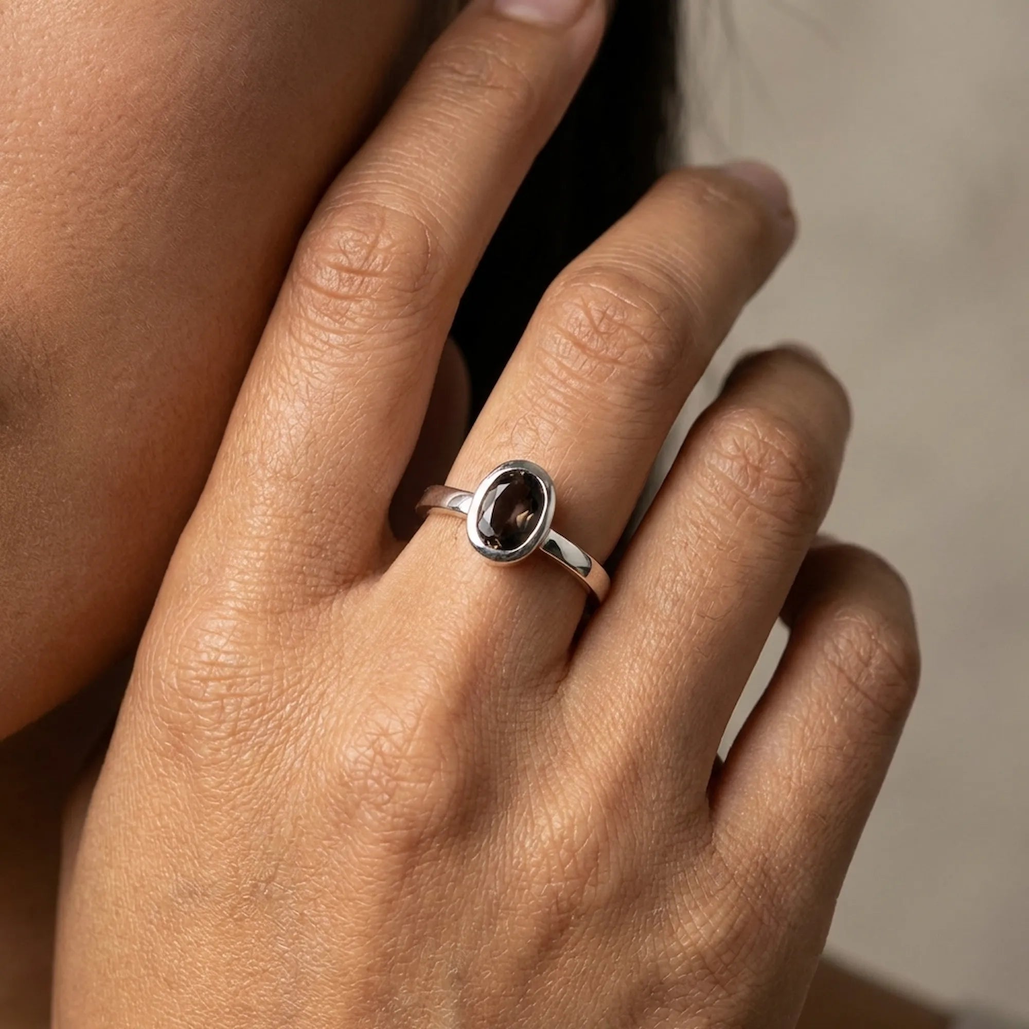 925 silver stacking rings displayed on hand showing size fit and comfortable flat profile for daily wear