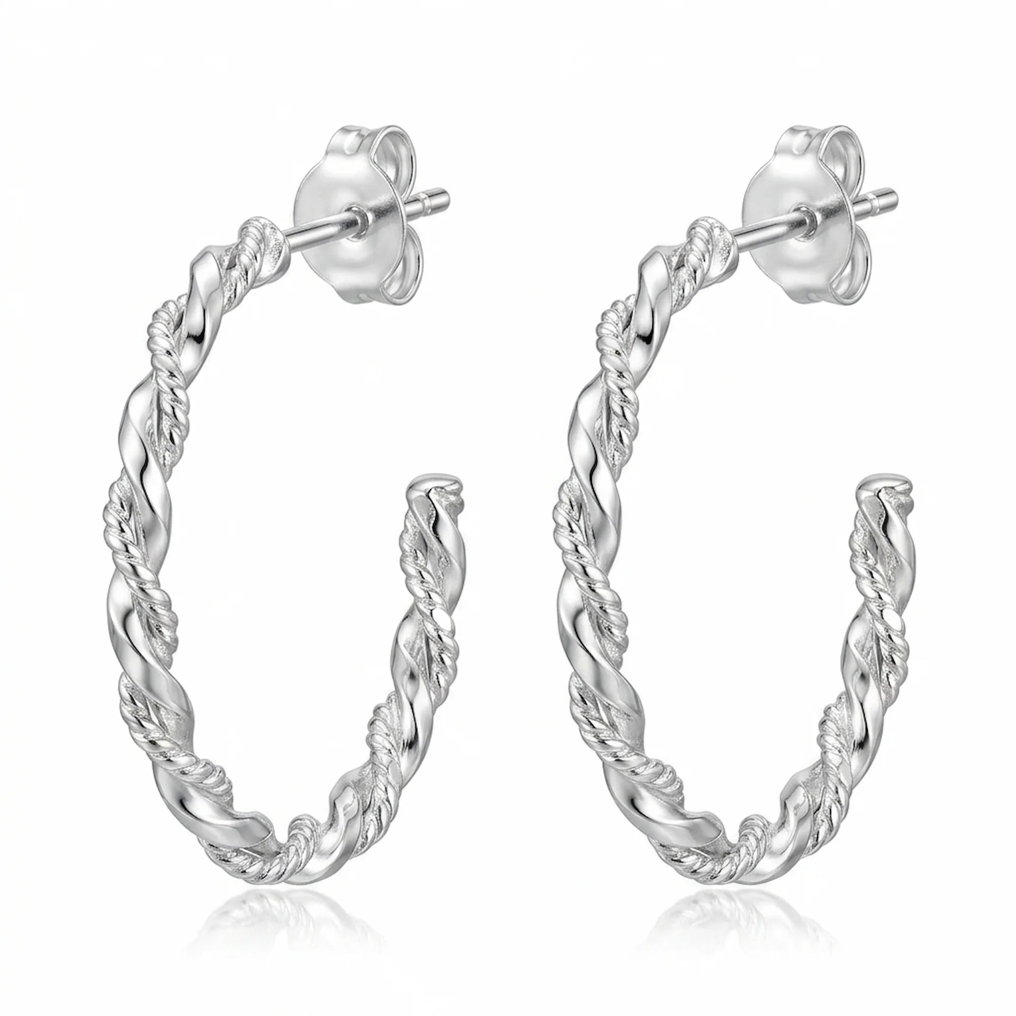 Twisted Rope Hoop Earrings in 925 Sterling Silver