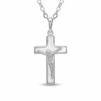 925 sterling silver cross necklace with small polished crucifix and 45 cm cable chain, Made in Italy.