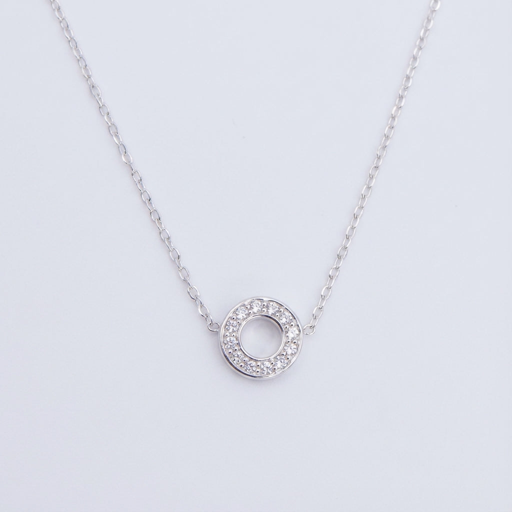 قلادة لومين سيركل مع خاتم فضي مصقول وحجر الراين