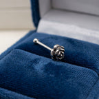 Vintage Rose Flower Nose Stud in Oxidized Silver