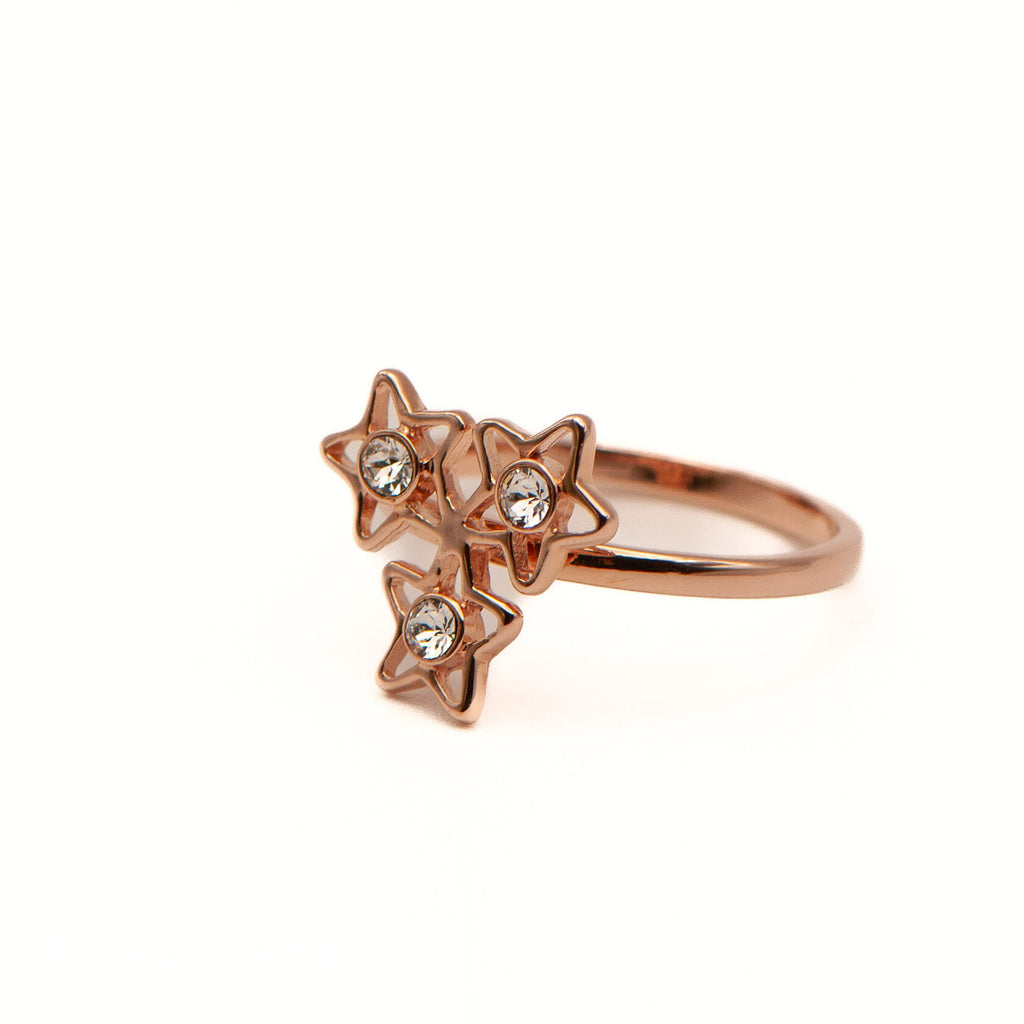 Celestial Rose Gold Three Stars Ring Stylish Jewelry