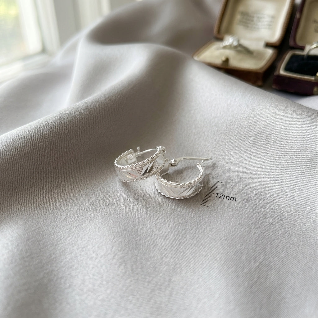 Heritage Huggies Silver Earrings Luxe-Inspired Modern Vintage Jewelry for Women