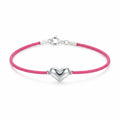 Silver heart bracelet on a pink waterproof cord with sterling spring-ring clasp, 925 sterling silver UAE