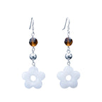 Sterling Silver Flower Earrings – Angelic Snow Quartz & Yellow Carnelian Crystal Drops