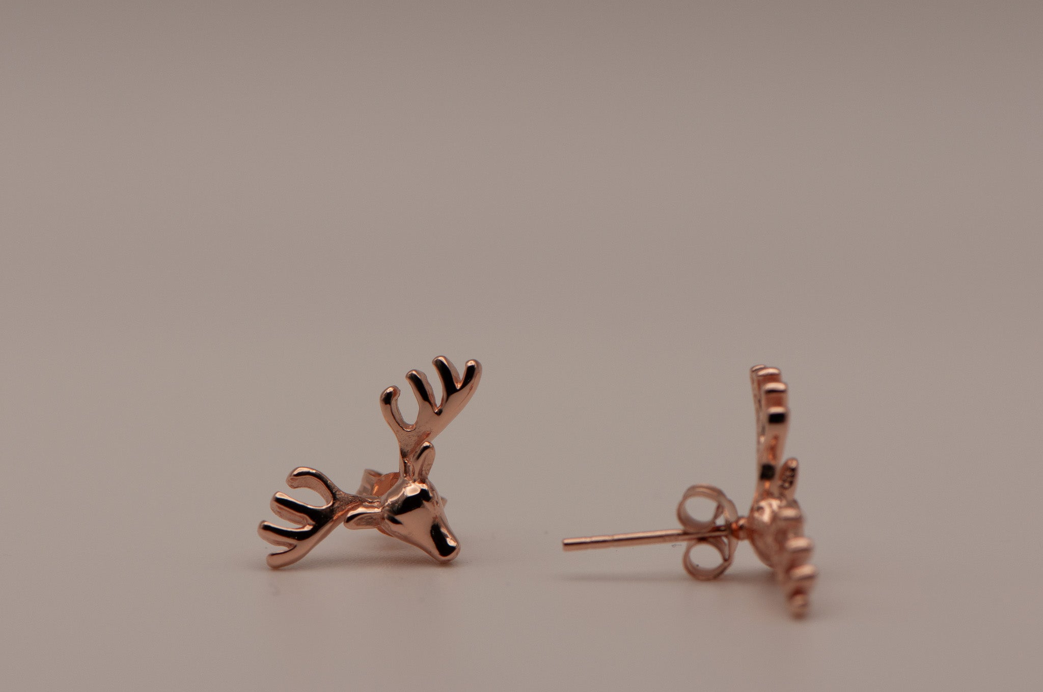Nature Inspired Antler Stud Earrings Rose Gold Plated Sterling Silver
