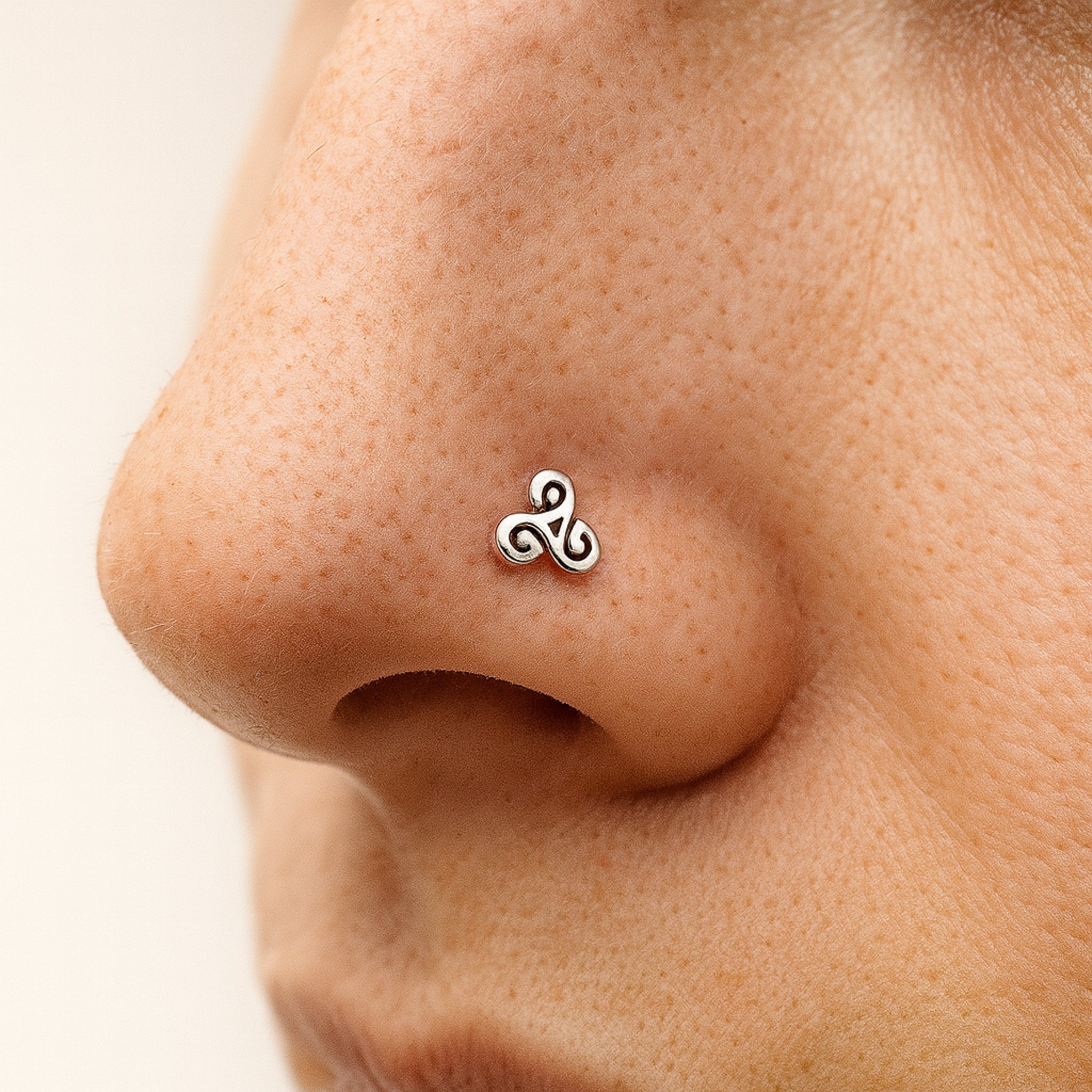 Celtic Triskelion Oxidized Spiral Silver Nose Stud
