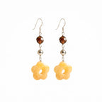 Sterling Silver Flower Earrings – Angelic Snow Quartz & Yellow Carnelian Crystal Drops