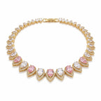 18k gold plated silver choker with alternating blush pink and white teardrop cubic zirconia in Dubai.