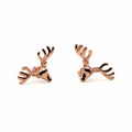 18K rose gold plated 925 sterling silver antler stud earrings with a stag crown motif in Dubai.