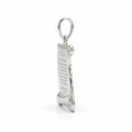 Angled view of Italian 925 sterling silver Ayatul Kursi scroll pendant with curled ends, decorative border and polished bail.