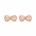 Woven bow stud earrings in rose gold on white background, 925 sterling silver, 7x12mm UAE