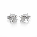Butterfly stud earrings, cubic zirconia pave inner butterfly with polished silver frame, rhodium 925, Dubai