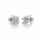 Butterfly stud earrings, cubic zirconia pave inner butterfly with polished silver frame, rhodium 925, Dubai