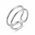 Minimal double-band 925 silver ear cuff on white background no piercing, high polish, 10mm