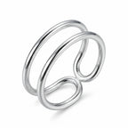 Minimal double-band 925 silver ear cuff on white background no piercing, high polish, 10mm