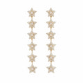 18K gold plated silver cascading star drop earrings with pavé cubic zirconia and enamel in Dubai.