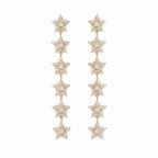 18K gold plated silver cascading star drop earrings with pavé cubic zirconia and enamel in Dubai.