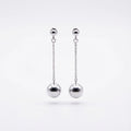 925 sterling silver chain drop earrings with 6mm polished spheres and spiral studs, available in Dubai.