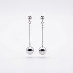 925 sterling silver chain drop earrings with 6mm polished spheres and spiral studs, available in Dubai.