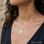 925 sterling silver cross necklace for women with rounded cross pendant.
