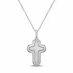 925 sterling silver cross pendant necklace with included 18 inch chain.