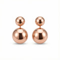 Both 2-in-1 double sphere earrings on white — rose gold 925 silver, full configuration face-forward