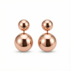 Both 2-in-1 double sphere earrings on white — rose gold 925 silver, full configuration face-forward