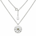 Eye of Horus pendant in 925 sterling silver with white enamel disc and natural fire opal cabochon