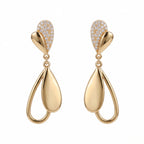 18K gold plated sterling silver falling leaves drop earrings with pavé cubic zirconia and polished finish in Dubai.