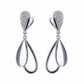 Rhodium plated sterling silver falling leaves drop earrings with pavé cubic zirconia and polished finish in Dubai.