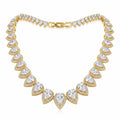 18k gold-plated 925 sterling silver bridal choker featuring graduated pear-cut cubic zirconia and pave halos in Dubai.