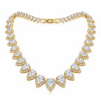 18k gold-plated 925 sterling silver bridal choker featuring graduated pear-cut cubic zirconia and pave halos in Dubai.