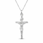 925 sterling silver INRI crucifix necklace with included 18 inch chain.