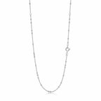 Italian-made 925 sterling silver beaded satellite chain with regularly spaced larger polished bead accents and a spring-ring clasp on white.