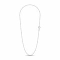 Italian-made 925 sterling silver fine satellite chain with spaced polished beads and a spring-ring clasp on white.