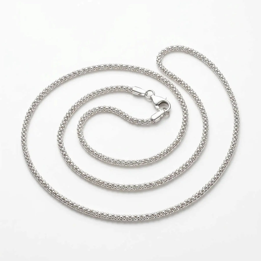 Italian 925 sterling silver Round popcorn chain, 50 cm · 2 mm, Luna Dura Dubai