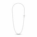 Italian-made 925 sterling silver ball chain with continuous small round bead links and spring-ring clasp on white.