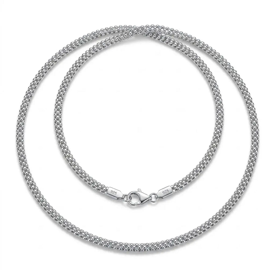 Italian 925 sterling silver Flat popcorn chain, 20 in · 2.5 mm, Luna Dura Dubai